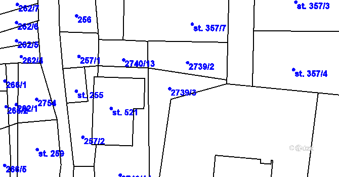Parcela st. 2739/3 v KÚ Hoštka, Katastrální mapa