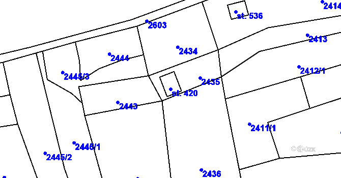 Parcela st. 420 v KÚ Hoštka, Katastrální mapa