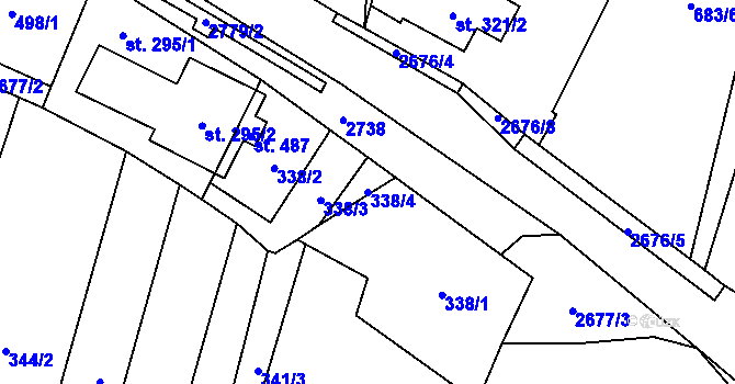Parcela st. 338/4 v KÚ Hoštka, Katastrální mapa