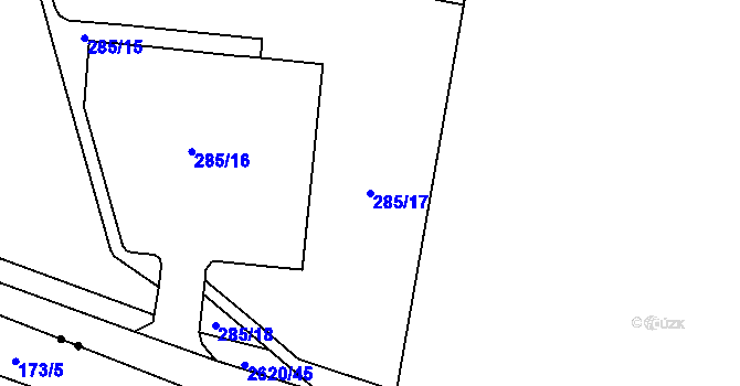 Parcela st. 285/17 v KÚ Hoštka, Katastrální mapa