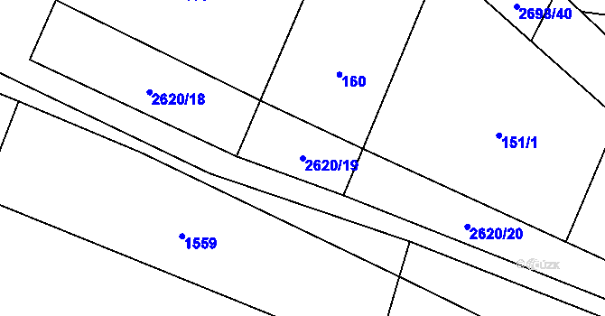 Parcela st. 2620/19 v KÚ Hoštka, Katastrální mapa