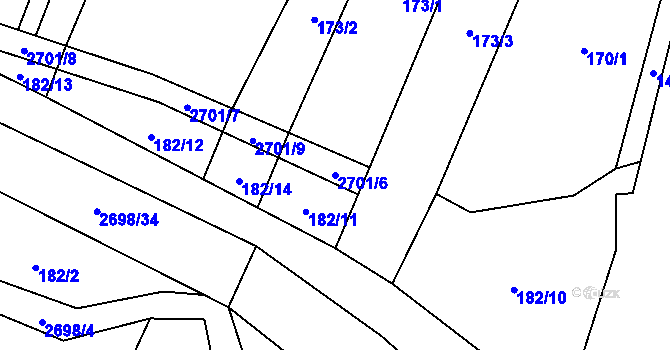 Parcela st. 2701/6 v KÚ Hoštka, Katastrální mapa