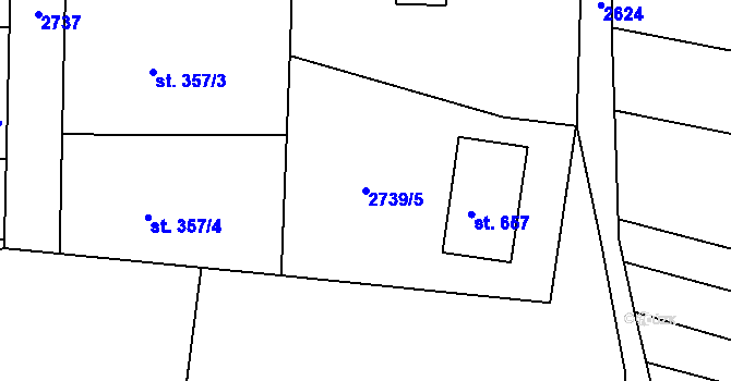 Parcela st. 2739/5 v KÚ Hoštka, Katastrální mapa