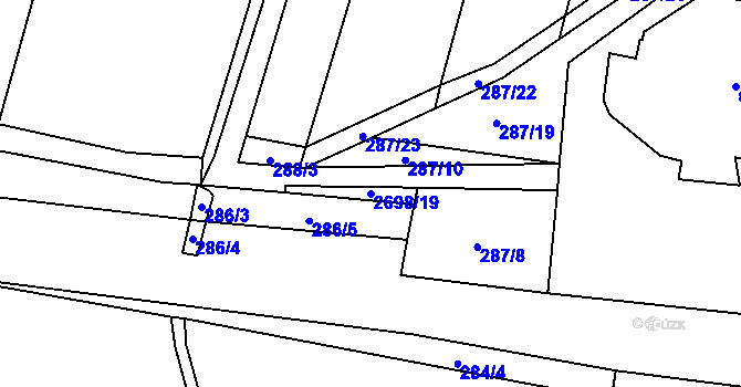 Parcela st. 2698/19 v KÚ Hoštka, Katastrální mapa