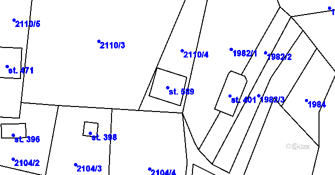 Parcela st. 589 v KÚ Hoštka, Katastrální mapa