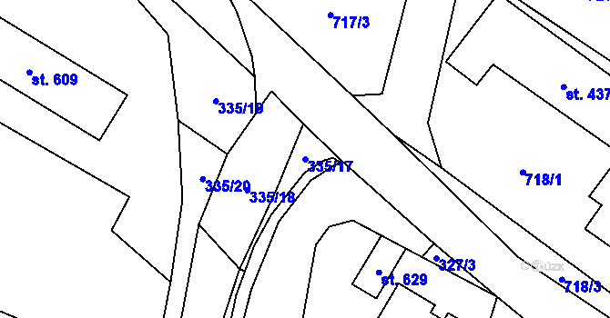 Parcela st. 335/17 v KÚ Hoštka, Katastrální mapa
