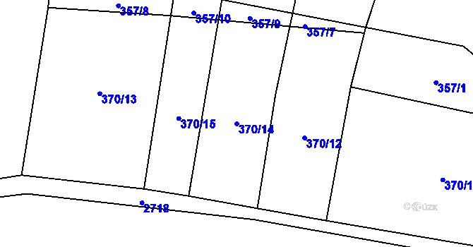 Parcela st. 370/14 v KÚ Hoštka, Katastrální mapa