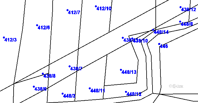 Parcela st. 438/9 v KÚ Hoštka, Katastrální mapa
