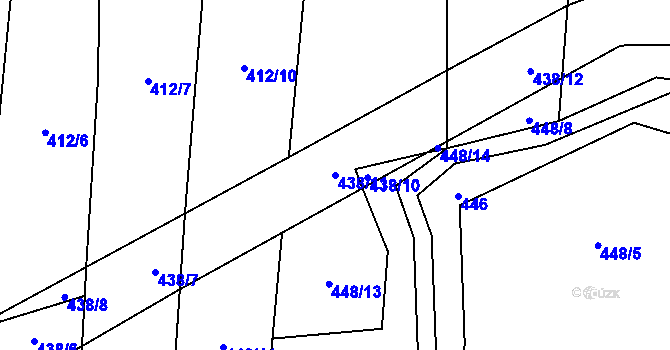 Parcela st. 438/11 v KÚ Hoštka, Katastrální mapa