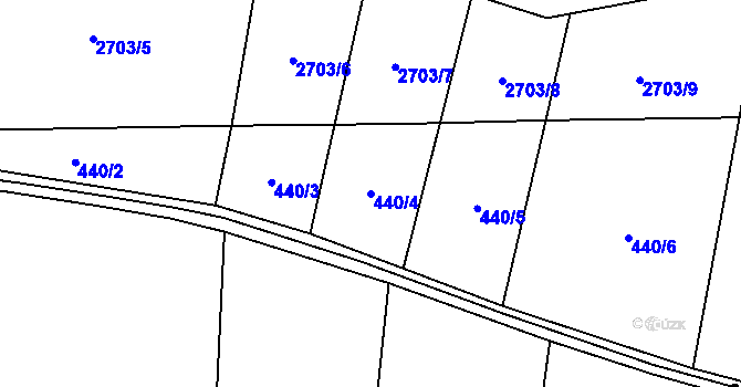 Parcela st. 440/4 v KÚ Hoštka, Katastrální mapa