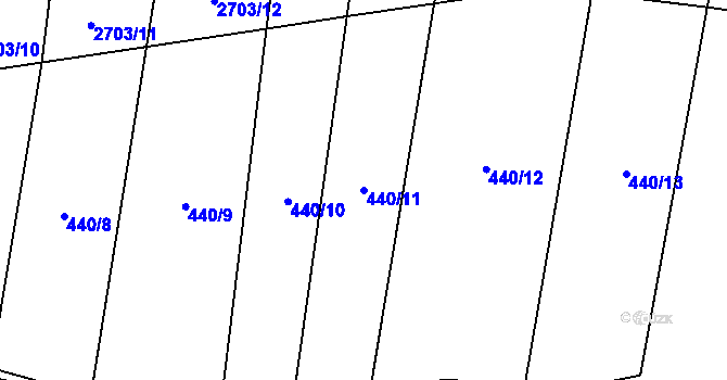 Parcela st. 440/11 v KÚ Hoštka, Katastrální mapa