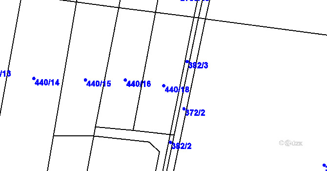 Parcela st. 440/18 v KÚ Hoštka, Katastrální mapa