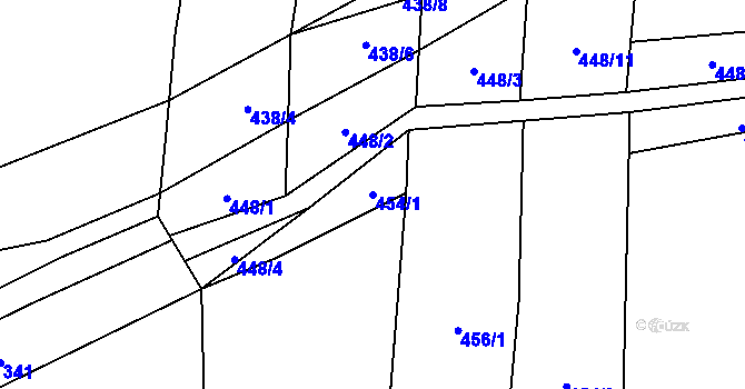 Parcela st. 454/1 v KÚ Hoštka, Katastrální mapa