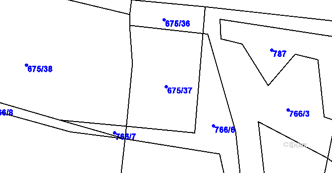 Parcela st. 675/37 v KÚ Hoštka, Katastrální mapa