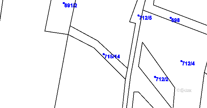 Parcela st. 715/14 v KÚ Hoštka, Katastrální mapa