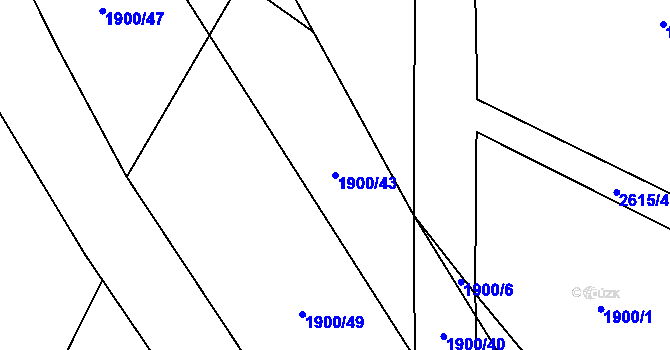 Parcela st. 1900/43 v KÚ Hoštka, Katastrální mapa