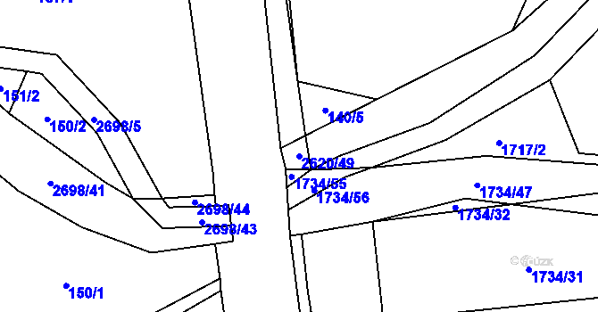 Parcela st. 2620/49 v KÚ Hoštka, Katastrální mapa