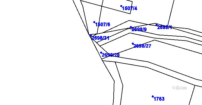 Parcela st. 2698/28 v KÚ Hoštka, Katastrální mapa