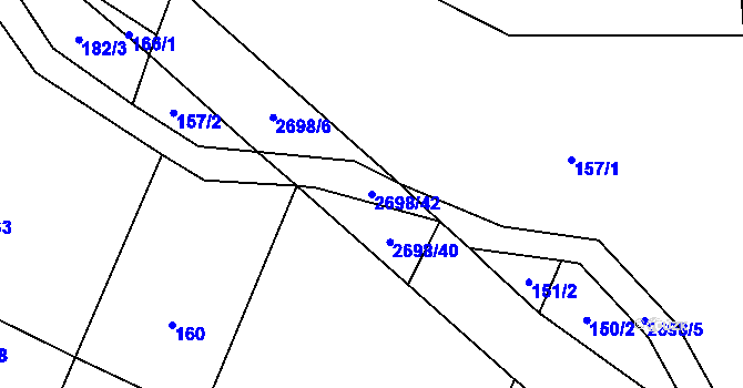 Parcela st. 2698/42 v KÚ Hoštka, Katastrální mapa
