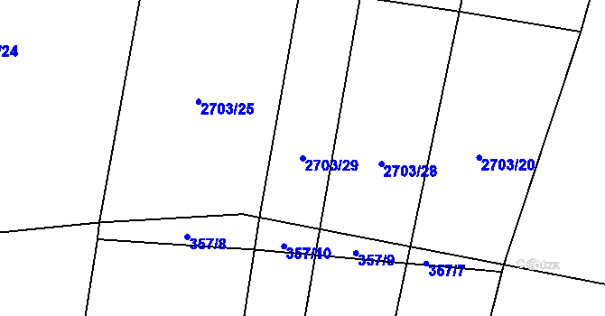 Parcela st. 2703/29 v KÚ Hoštka, Katastrální mapa