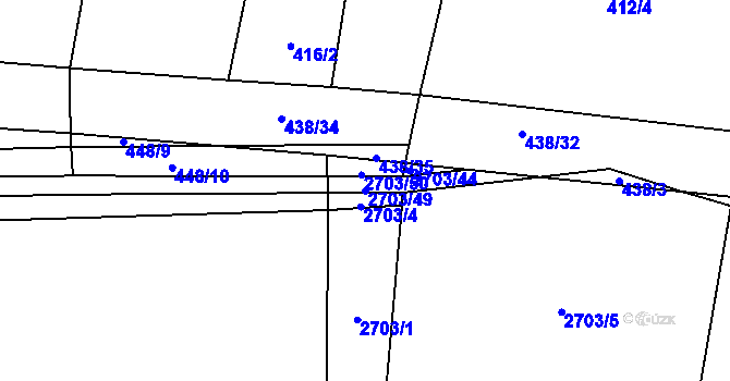 Parcela st. 2703/49 v KÚ Hoštka, Katastrální mapa