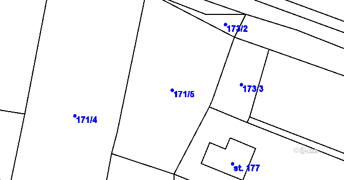 Parcela st. 171/5 v KÚ Kochovice, Katastrální mapa