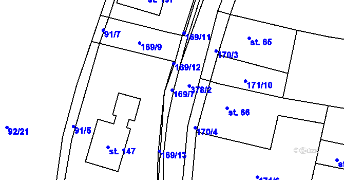 Parcela st. 169/7 v KÚ Kochovice, Katastrální mapa