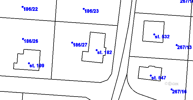Parcela st. 182 v KÚ Kochovice, Katastrální mapa