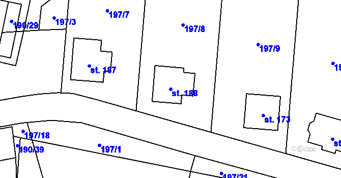 Parcela st. 188 v KÚ Kochovice, Katastrální mapa
