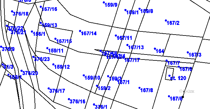 Parcela st. 167/12 v KÚ Kochovice, Katastrální mapa