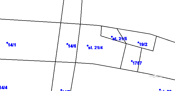 Parcela st. 21/4 v KÚ Malešov u Hoštky, Katastrální mapa