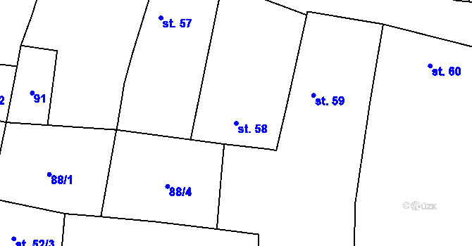 Parcela st. 58 v KÚ Malešov u Hoštky, Katastrální mapa
