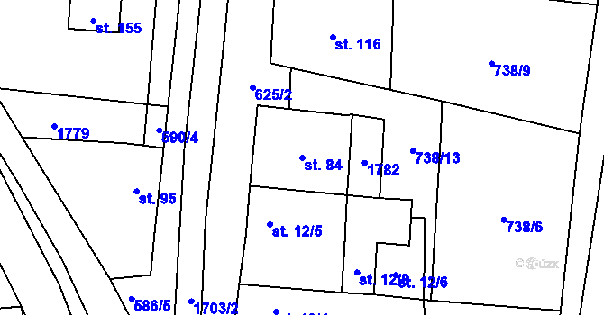 Parcela st. 84 v KÚ Malešov u Hoštky, Katastrální mapa