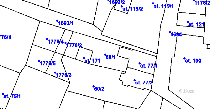 Parcela st. 60/1 v KÚ Malešov u Hoštky, Katastrální mapa