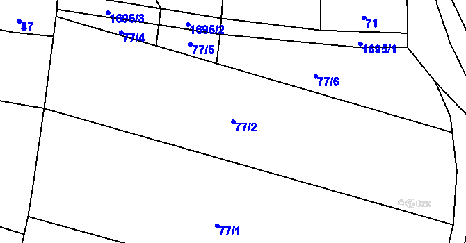 Parcela st. 77/2 v KÚ Malešov u Hoštky, Katastrální mapa