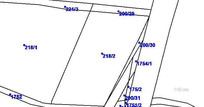 Parcela st. 218/2 v KÚ Malešov u Hoštky, Katastrální mapa
