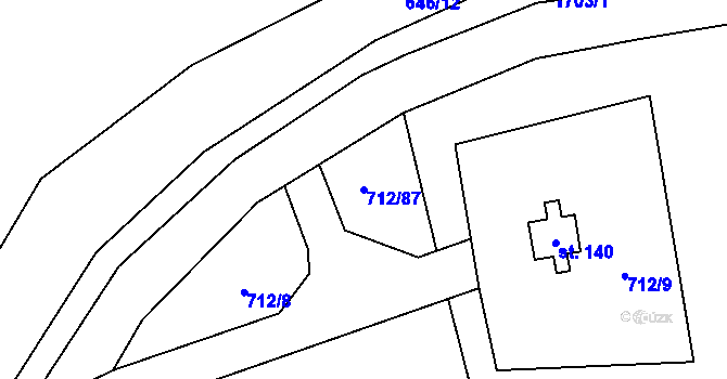 Parcela st. 712/87 v KÚ Malešov u Hoštky, Katastrální mapa