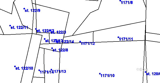Parcela st. 1171/12 v KÚ Malešov u Hoštky, Katastrální mapa