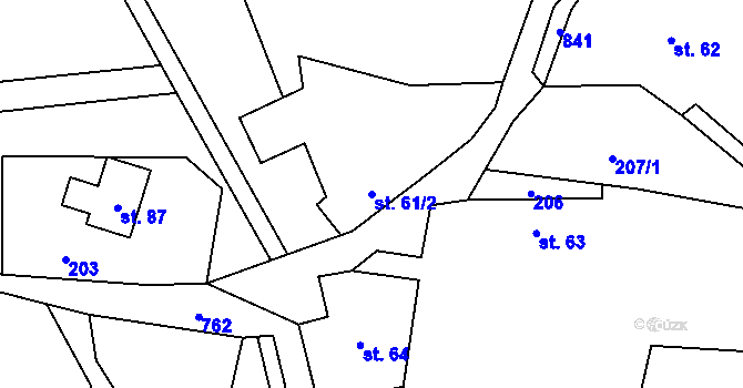 Parcela st. 61/2 v KÚ Velešice u Hoštky, Katastrální mapa