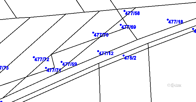 Parcela st. 477/12 v KÚ Velešice u Hoštky, Katastrální mapa