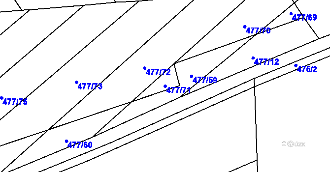 Parcela st. 477/71 v KÚ Velešice u Hoštky, Katastrální mapa