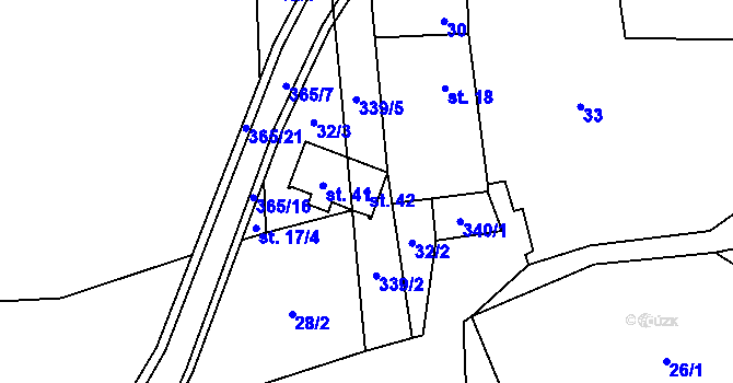 Parcela st. 42 v KÚ Benátky u Houserovky, Katastrální mapa