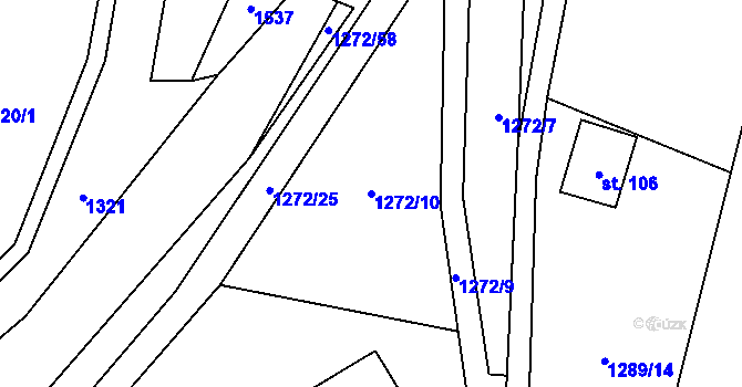 Parcela st. 1272/10 v KÚ Houserovka, Katastrální mapa
