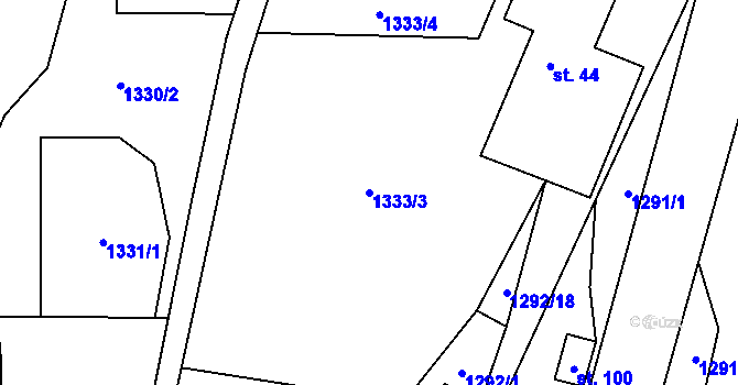 Parcela st. 1333/3 v KÚ Houserovka, Katastrální mapa