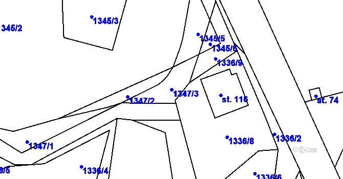 Parcela st. 1347/3 v KÚ Houserovka, Katastrální mapa