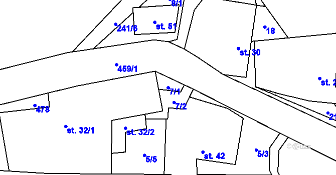 Parcela st. 7/1 v KÚ Janovice u Houserovky, Katastrální mapa