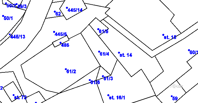 Parcela st. 61/4 v KÚ Janovice u Houserovky, Katastrální mapa