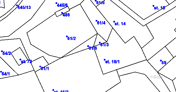 Parcela st. 61/6 v KÚ Janovice u Houserovky, Katastrální mapa
