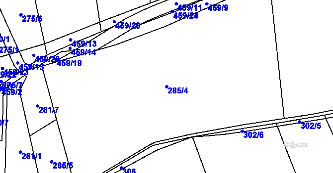 Parcela st. 285/4 v KÚ Janovice u Houserovky, Katastrální mapa