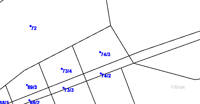 Parcela st. 74/3 v KÚ Janovice u Houserovky, Katastrální mapa